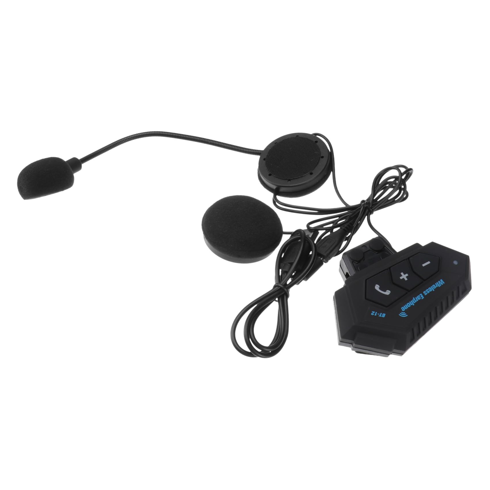Auricolare Wireless per Casco da Moto, Stereo, Nero