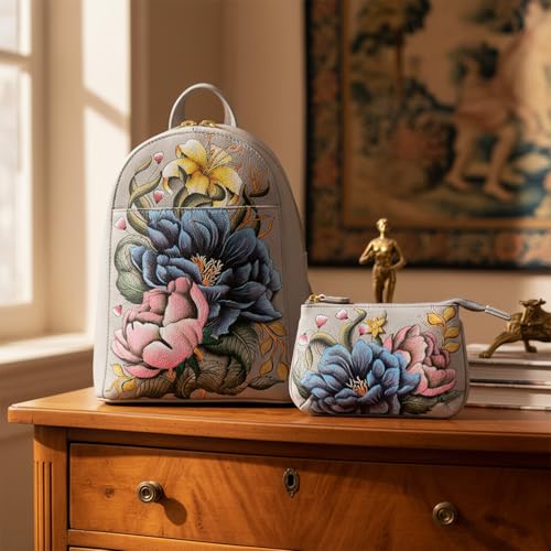 Image of Anuschka Women's Leather Crossbody Bag - Hand-Painted Genuine Leather Handbag with Pockets for Everyday Use - 448