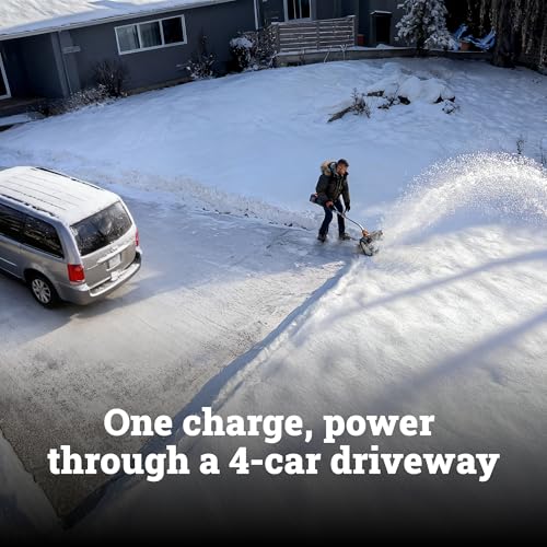 Image of WORX Nitro 40V 12'' Cordless Snow Shovel, Electric Snow Thrower for 4-Car Driveway, Snow Removal with Brushless Motor & 2 Speed Control, 2 x 4.0 Ah Batteries and Charger Included, WG460