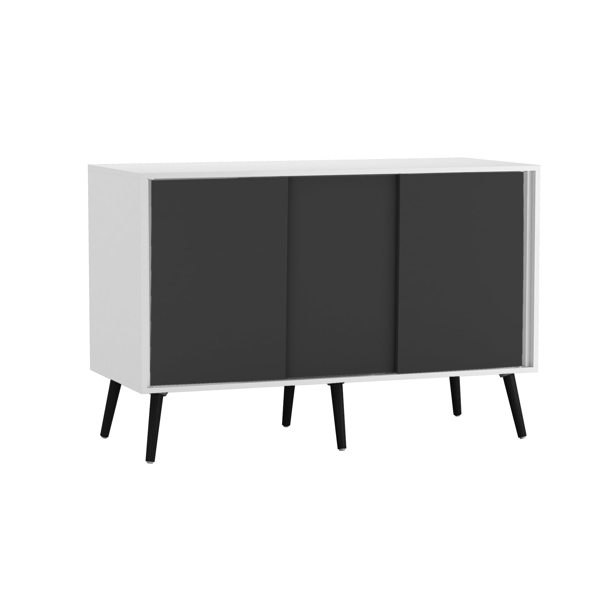 URBNLIVING 3-Door Sliding Sideboard Cabinet with Wooden Legs, Modern Cupboard, Credenza for Living Room, Dining Room or Office, Storage Organizer with Stylish Sliding Doors, Mix & Match Colour Combos