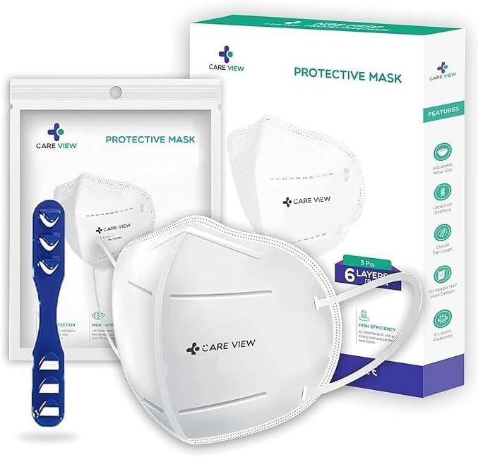 Careview N95 Anti Pollution Cotton Reusable Unisex Face Mask, Ear Loop Style, Protective Fold Flat Mask with 6 Layered (With Head Mask Extender)