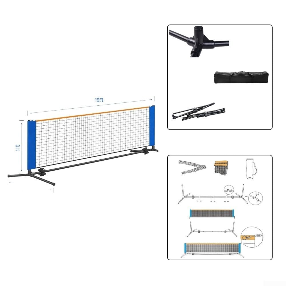 Honseadek Rete portatile di Pickleball con la struttura d'acciaio, 300X90Cm Quick Setup Outdoor Sports Tennis Net per il cortile