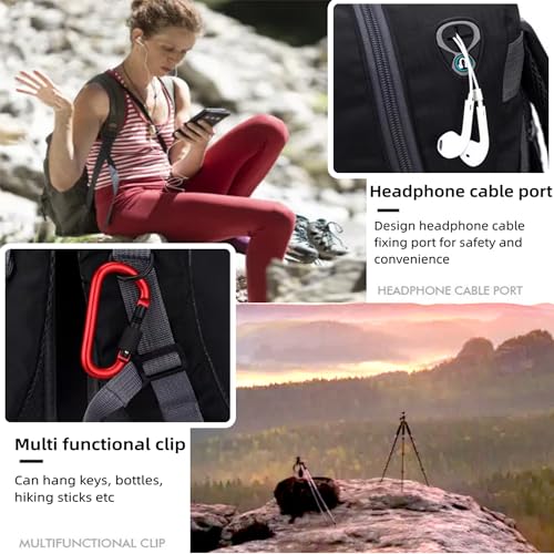 Nircho Wanderrucksack Herren Damen 40L Wasserdichter Rucksack Leicht Groß Reiserucksack,Outdoorrucksack mit Reflexstreifen Für Wandern, Radfahren, Klettern, Bergsteigen und Reisen Sport (Black)