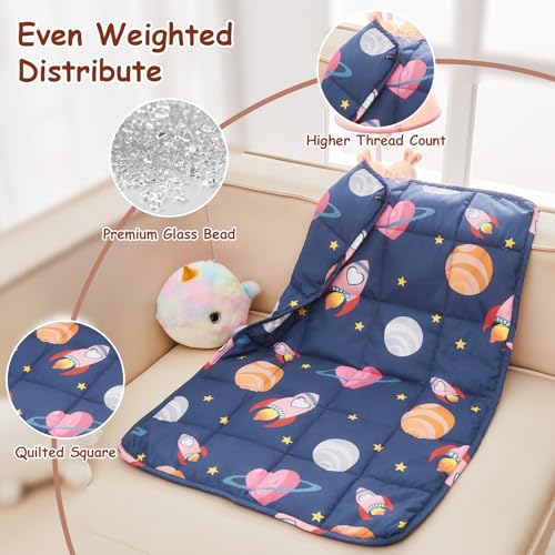yescool Weighted Lap Pad 2 Pounds Weighted Lap Blanket, Space Plane Small Weighted Blanket, Weighted Throw Blanket Gifts for Travel Indoor Outdoor, 20