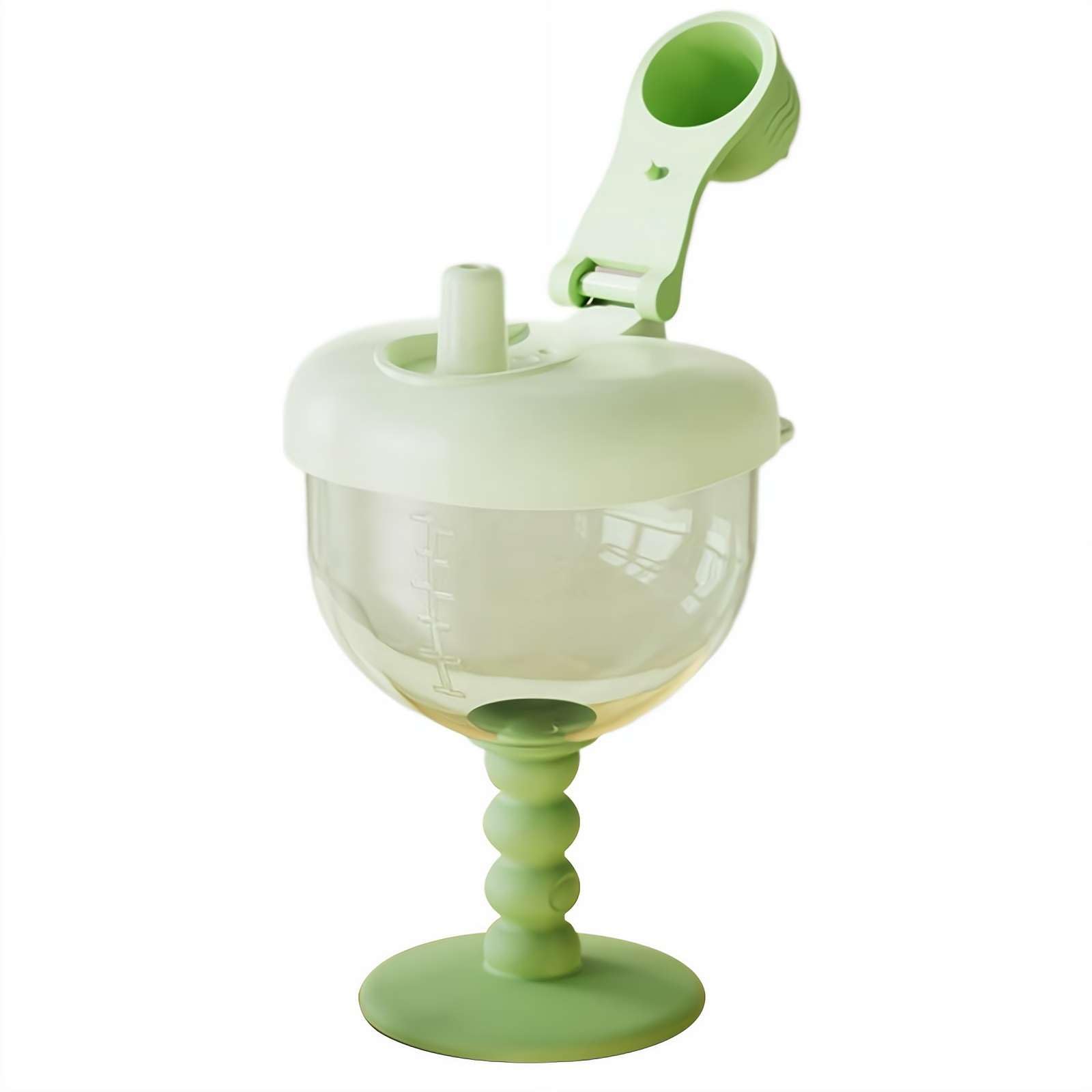Cute No-Spill Goblet Cup with Lid, Baby Wine Glass Sippy Cup, No Spill Plastic Wine Glass Goblet Cups, for Home Indoor Outdoor Party Birthday Party Supplies