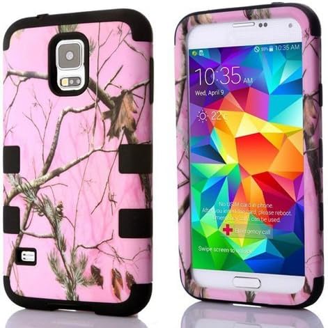 S5 case,Samsung S5 cases,samsung galaxy s5 case,Creativecase Carryberry 3in1 Hybrid Rugged Shockproof Dirtproof Hybrid Pink Tree Camo Hard/Soft Case Cover for Samsung Galaxy S5 i9600#B01