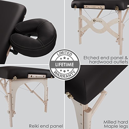 Image of EARTHLITE Portable Massage Table Package AVALON - Reiki Endplate, Premium Flex-Rest Face Cradle & Strata Cushion, Carry Case (30 inchx73 inch)