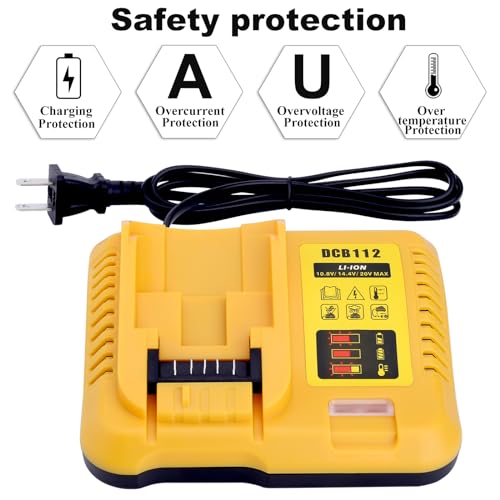Cargador DCB112 para batería de 20 voltios compatible con Dewalt 12V-20V máx 3