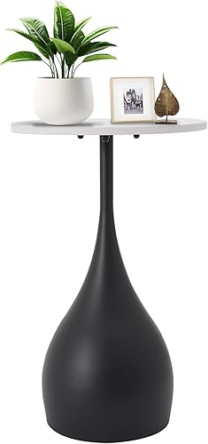 Sofa Side Table,Artificial Marble Round End Table for,Sleek Round Accent Table for Small SpacesBlack