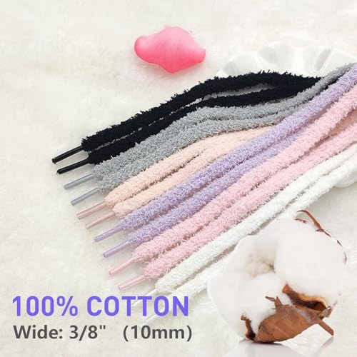 UamGlsob Fuzzy Shoe Laces for Sneakers, 2/5"(10mm) Cute Wide Thick Fluffy Shoelace Strings for Casual Shoes3