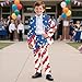 Cndexd Boys' 2-Pieces Slim Fit Suit Set, 3D Graphic Blazer & Dress Pants, Fashion USA Flag Formal Wear for Wedding Outdoor Events Size 6-14Y