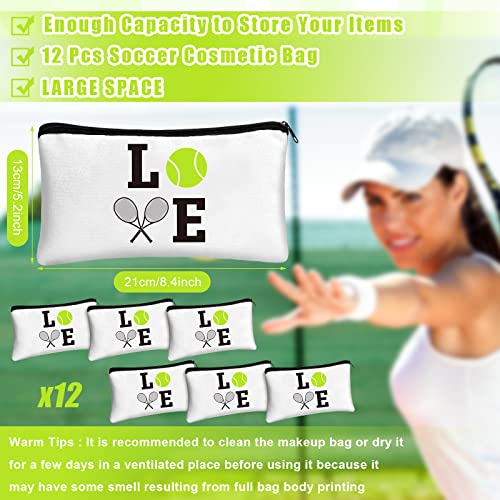 Moukeren 12 Pieces Tennis Makeup Bag Cosmetic Bag Travel Portable Storage Toiletry Case Accessories with Zippers Tennis Gifts for Lovers Players Teams Women Girls(White)2
