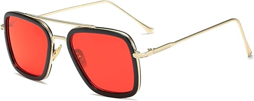Miniatura 7 de Tony Stark - Gafas de sol vintage con marco de metal cuadrado para hombres y mujeres, lentes de sol vintage de Iron Man y Spider-Man