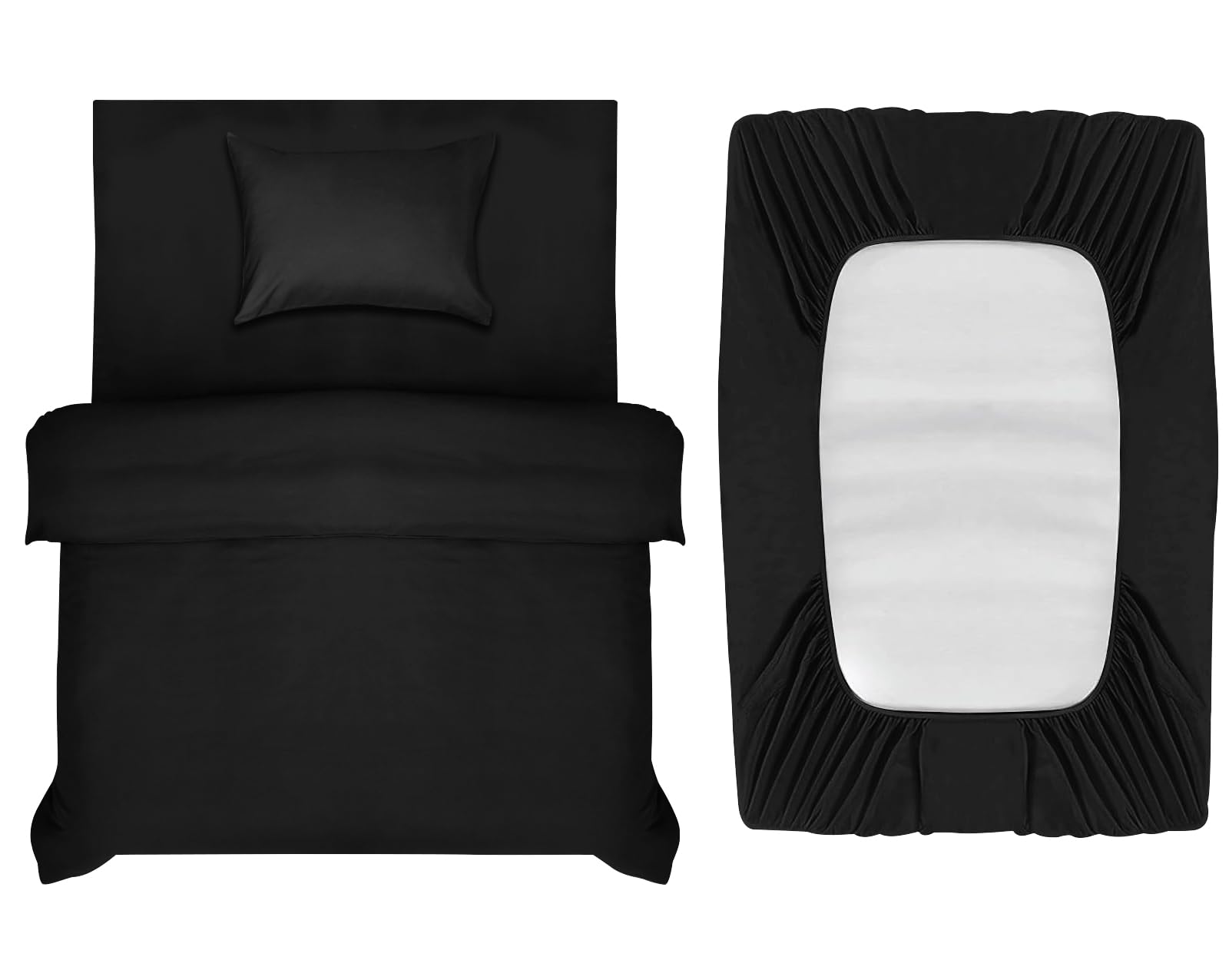 INSPIRE HOMEWARE Single Duvet Cover Set - Duvet Cover,Fitted Sheet with Pillowcase - Premium Brushed Microfiber 3 piece Single Bedding Sets - Black Quilt Cover Set for All Seasons