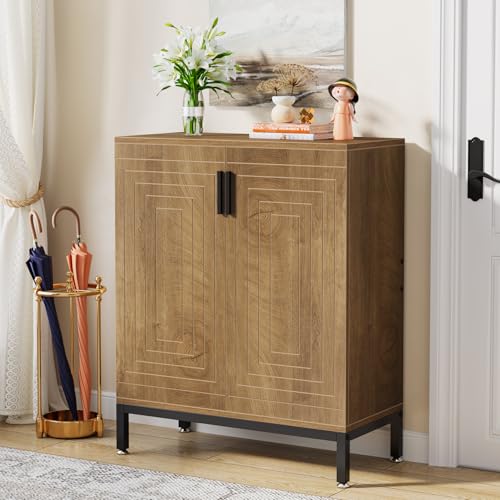 Image of Tribesigns Shoe Cabinet with Doors, 20 Pairs Entryway Shoe Storage Cabinet with Shelves, 5-Tier Modern Free Standing Shoe Racks Storage Organizer for Living Room (Light Brown)