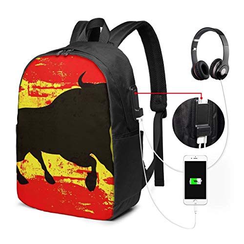 SNFDFS Mochila Bolsas con Puerto USB 15 6 Pulgadas  Moda De Viaje Camping Casual Red