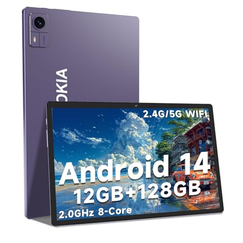 Semeakoko Tablet 10 Pulgadas, Tablet Android 14 con 12GB RAM+128GB ROM(1TB TF Extension), Octa-Core, 2.4G/5G WiFi, 10000 mAh, Bluetooth 5.2, Cámara Dual 2+5MP, 1280x800 IPS- Púrpura