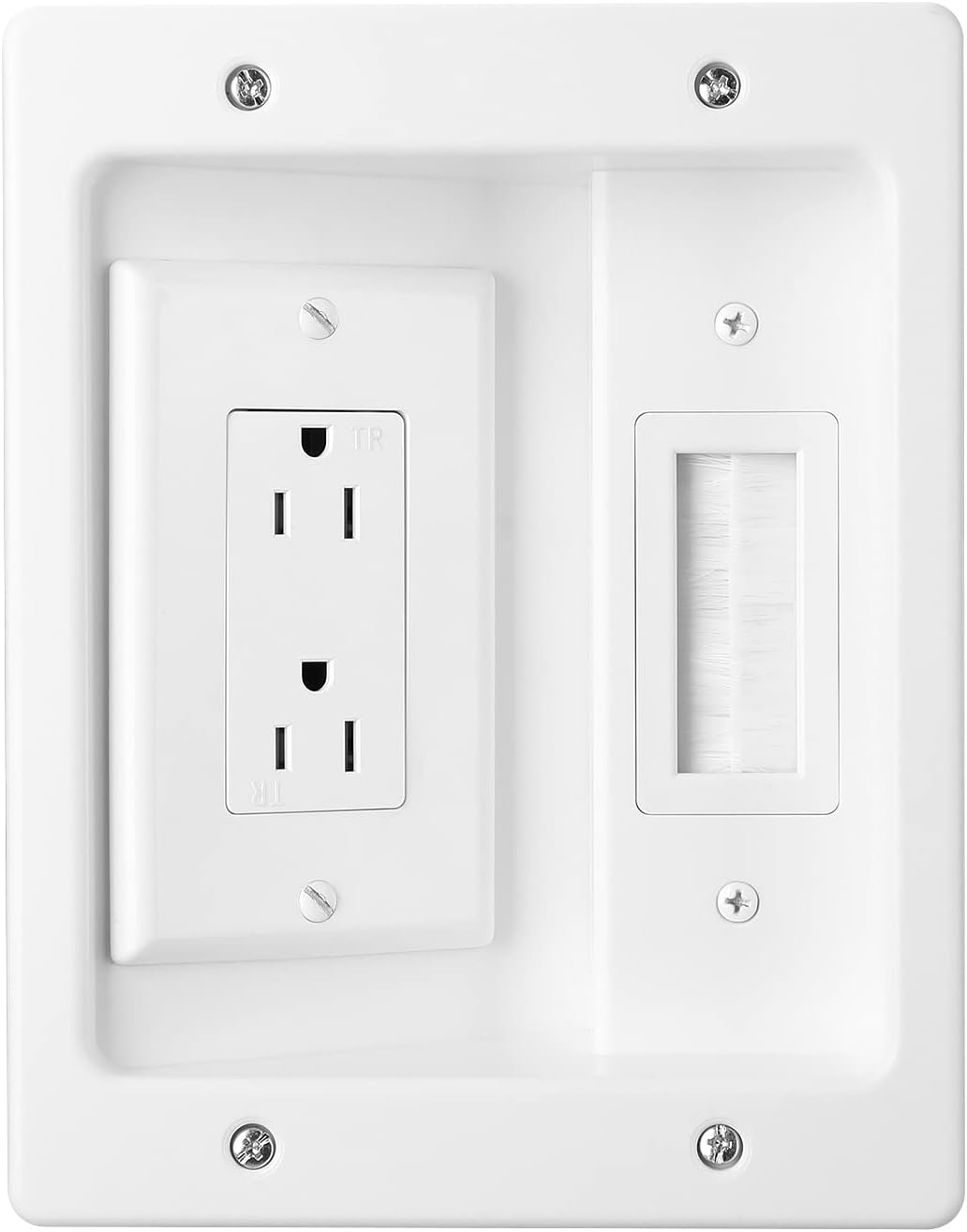 ZEXMTE in Wall Cable Management Kit for TV, Recessed Outlet Wall Plate
