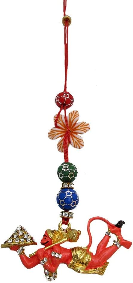 Galaxy Karmaa Hanging Hanuman Idol with Kailash Parvat for Car Rear Mirror