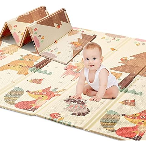 HB.YE Baby Play Mat Crawling Mat ​Foldable Waterproof Anti-Slip Portable Child Floor Mat Living Room Mat for Toddlers,Infants,Kids (Beige) (Beige) Cover
