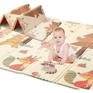 HB.YE Speelmat Speelmatten Speelkleden Vloermat Speeltapijt play mats voor baby’s kinderen, opvouwbaar, waterdicht, antislip, Speelkleed Cadeau Schatje (Dierenbos)