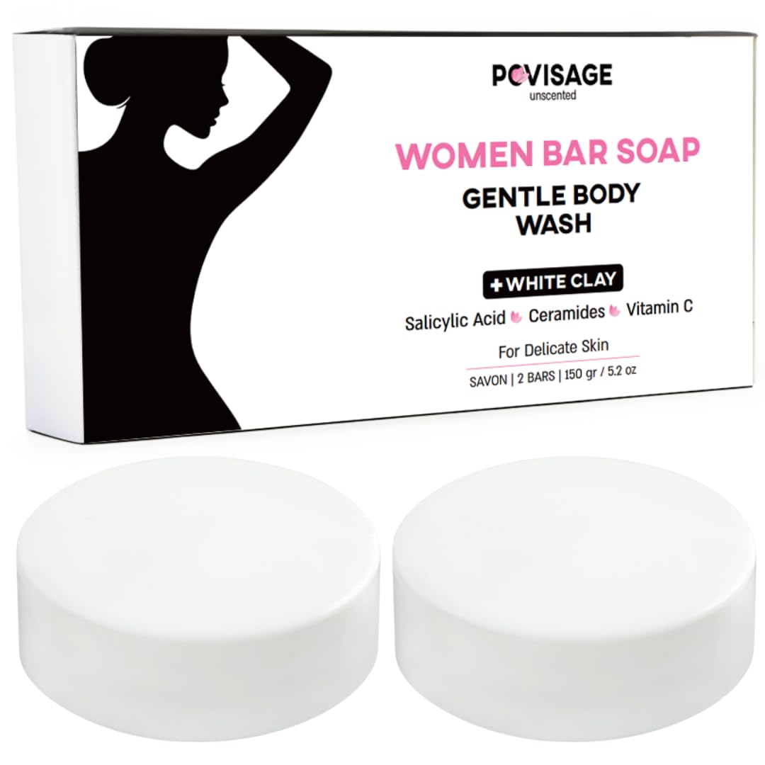 Unscented Body Bar Soap for Women with Oily Skin – White Clay, Salicylic Acid, Ceramides & Vitamin C for Gentle Cleansing – 2 Bars Unscented Body Bar Soap for Women with Oily Skin – White Clay, Salicylic Acid, Ceramides & Vitamin C for Gentle Cleansing – 2 Bars