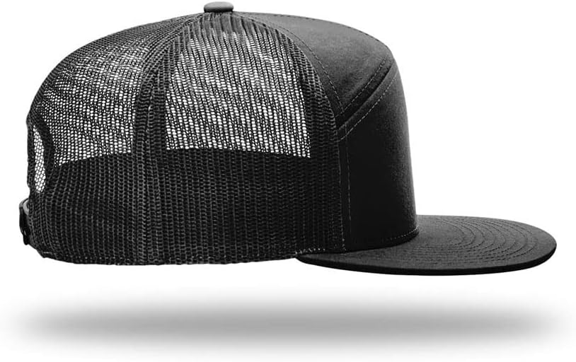 Richardson 168 Hi-Pro 7 Panel Flat Bill Adjustable Snapback Trucker Mesh Back Cap | OSFM | Bulk Pack Available - Image 4