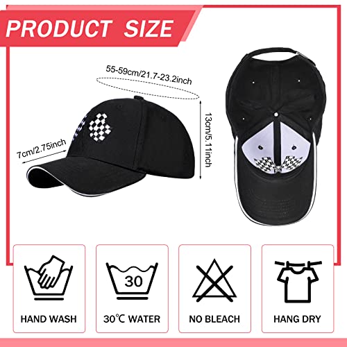 3 Pieces Baseball Cap For Men Women Checkered Flags Race Car Flag Adjustable Washable Trucker Hat Embroidery Unisex Dad Hat Sports Cap, White, Red, Black #TOP1