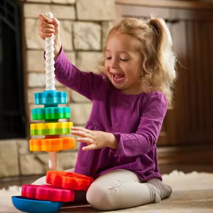 Baby Spin Stack Toy,Premium Stacking Toy for Kids,Baby Spinning Toy,Stacking Toy for Babies and Toddlers,Educational Toddler Learning Toys,Autism Spin Stack Toys,Rainbow Spinning Wheel Toys 4