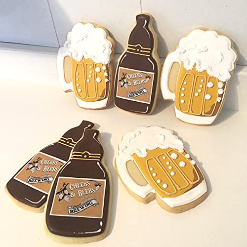 Beer Themed Cookie Cutters Stainless Steel, Baby Brewing Beer Set Beer Mug Bottle Onesie Rattle Baby Bottle Photo Plaques Dough Fondant Biscuit Molds For Baby Shower #TOP6
