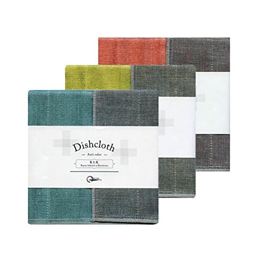 Nawrap Binchotan Charcoal Dishcloths, Naturally Anti-Odor, Set of 3, Turquoise Coral & Citrus