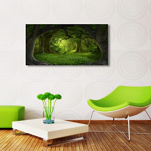Pyabl Wall Decor Tree Of Life Wall Art Canvas Prints Natural Landscape Pictures Home Decor Green Forest Paintings For Living Room Bathroom Bedroom Kitchen Office Decorations 20X40 Wooden Framed Artwork Easy Hanging thumb #3
