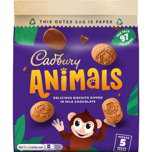 Cadbury Animals Mini Biscuits Snack Packs 5 x 19.9 g (Pack of 1)