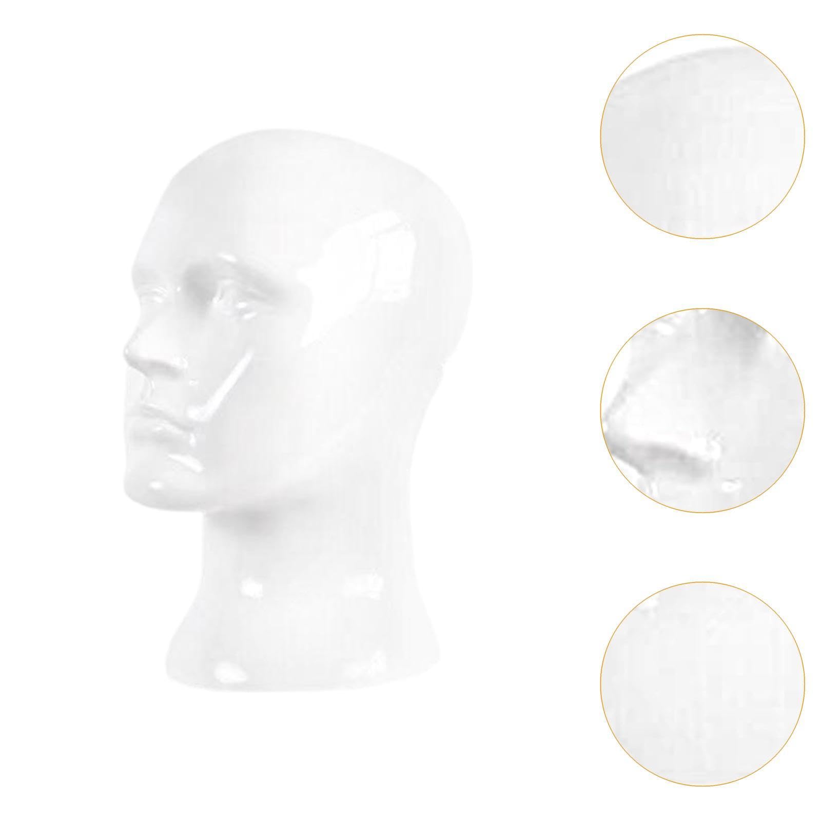 Manichino Testa Modello Supporto Parrucca Espositore Realizzato con PVC Base Stabile Adatto per Salone Casa Negozio, Bianco Lucido
