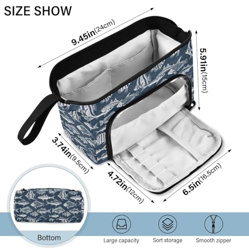 Image of Fish Vintage Pencil Case Pouch Big Capacity Pencil Bag Box Organizer Pen Case with Zipper Pencil Cases for Girls Boys Women School College Office