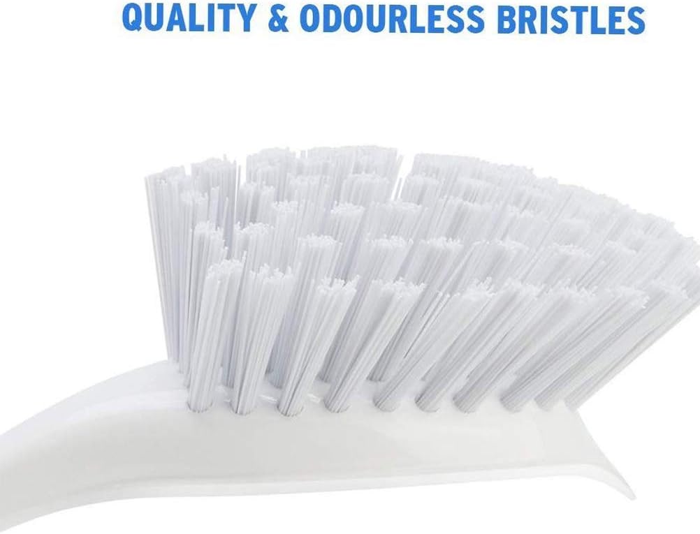 Amazer Kitchen Scrub Brush Sink Bathroom Brushes with Scraper Tip Comfortable Grip Bristles for Pot Pan Cast Iron Skillet Dishes Cleaning, 2-Pack : Health & Household