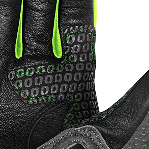 Image of Rynox Storm Evo 2 Gloves - CE Certified Gauntlet Gloves | Impact Protection | Scaphoid Protection | Abrasion Resistance - Hi-Viz Green Black, M