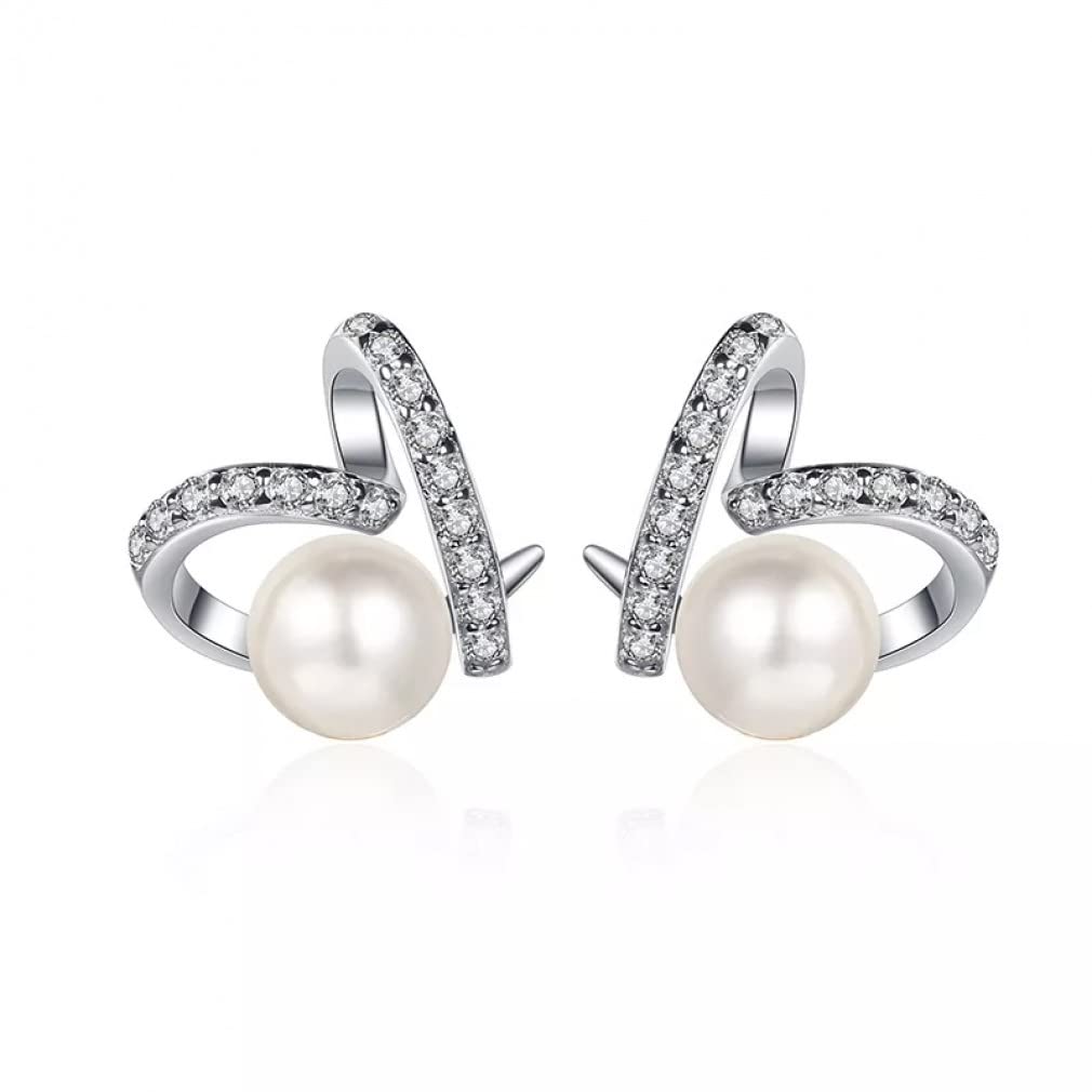 Orecchini perle coltivate d'acqua dolce donna Orecchini moissanite Orecchini a cuore in argento sterling 925