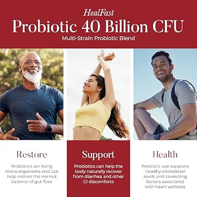 مكمل بروبيوتيك معالج من HealFast - 40 مليار CFU - البريبايوتكس الحية والبروبيوتيك للرجال والنساء - البروبيوتيك لصحة الأمعاء - غير المعدلة وراثيًا والنباتية - توريد لمدة 30 يومًا