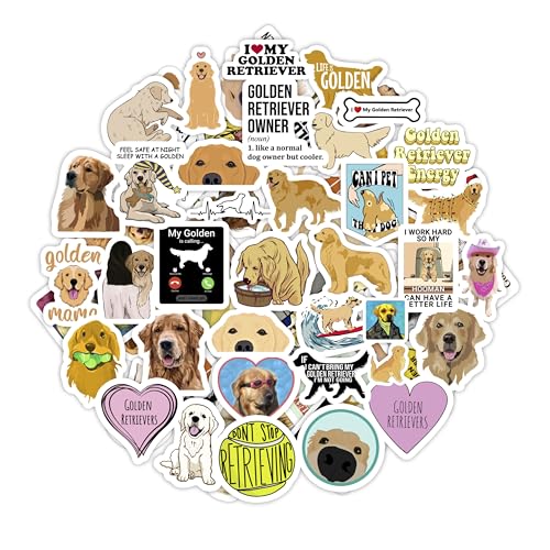 Image of 100Pcs Golden Retriever Stickers for Water Bottle and Laptop - Golden Retriever Party Favors & Decorations, Waterproof Vinyl Decals, Cute Dog and Pet Stickers, Gifts for Women & Men
