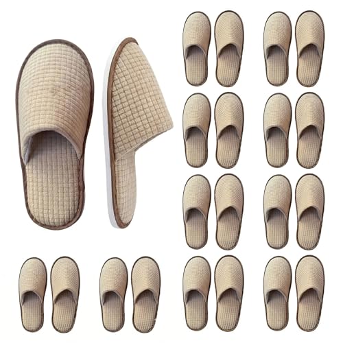 Lot De 10 Paires De Pantoufles D'hôtel,Chausson Hotel, Pantoufles D'invités Avec 7mm Semelle Antidérapante, Chausson Invité, Hôtels Slippers Invités Pour...