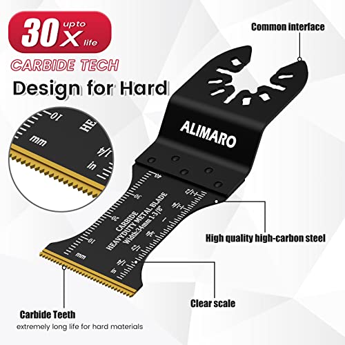 Alimaro 5Pcs Oscillating Multitool Blades, Carbide Oscillating Saw Blade For Hardened Metal, Nails, Bolts, Screws, Multi Tool Blade Kits Universal Quick Release Fit Dewalt Milwaukee Rockwell And Bosch #TOP2