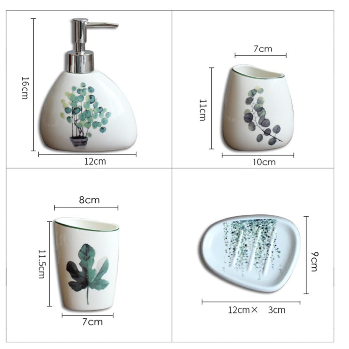 KICHOUSE Elegantes Lotionflasche Badezimmer Zubehör aus Keramik 5 Stück mit 3 Zahnputzbechern und Seifenschale Tragbarer Organizer Zufällige Farbe für Stilvolles Bad