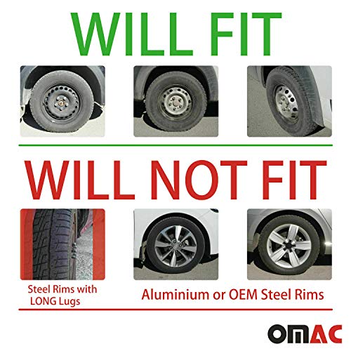 Omac Wheel Rim Covers, 15 Inches Hubcaps For Car, Suv, Truck, Abs Plastic, 4 Pieces Set, Black #TOP4