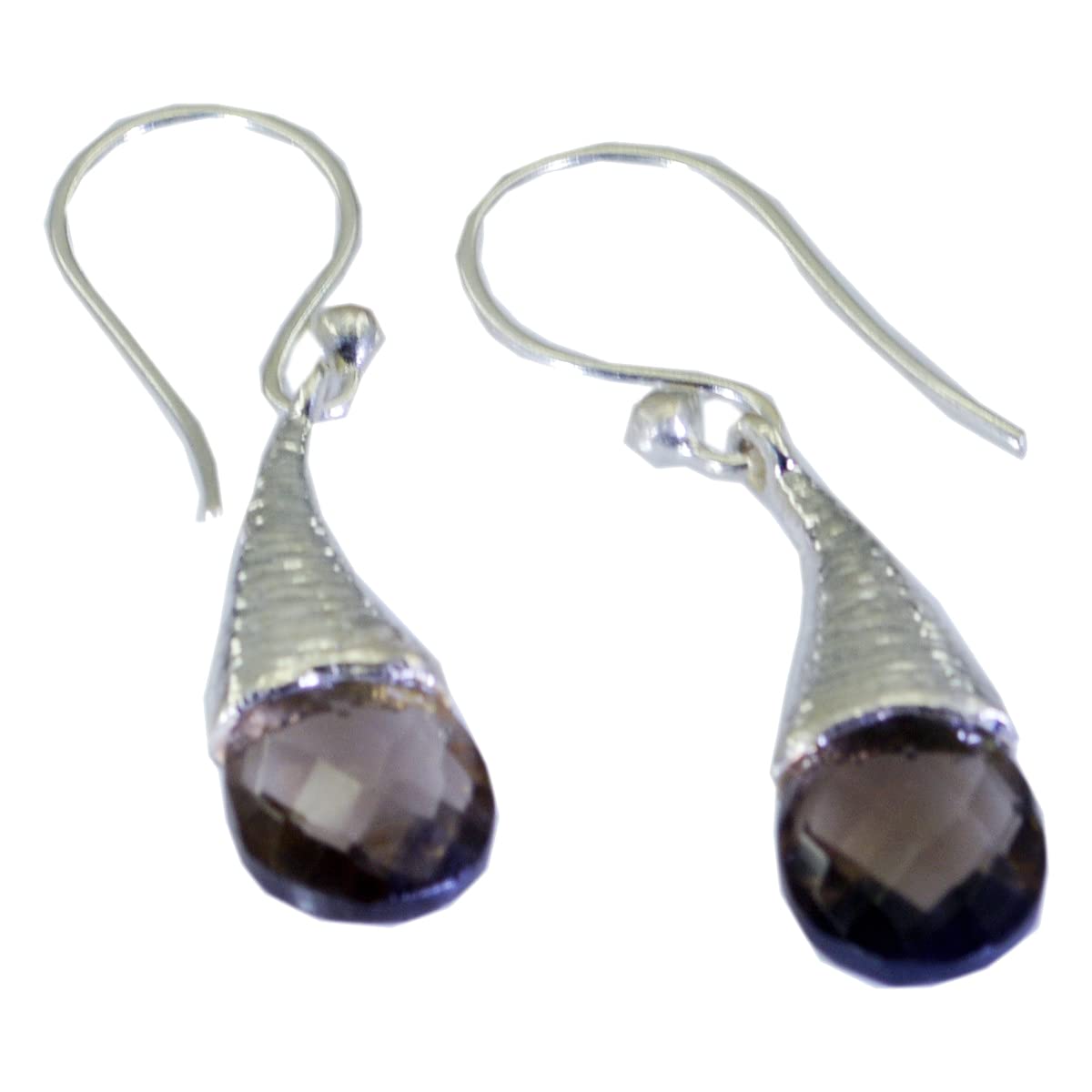 Boucle d'oreille en argent 925 et quartz fumé marron RIYO
