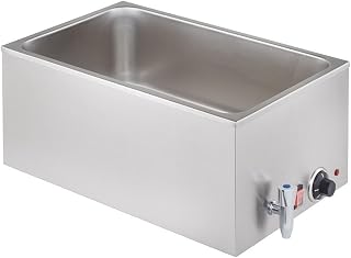 GastroHero Bain-Marie GN 1/1, 36 Liter, Edelstahl BM-ECO1/1A | mit Ablasshahn, +30°C bis +90°C, einfach zu reinigen, Speisen, Saucen & Eintöpfe optimal servieren & warmhalten, 34x60x24 cm