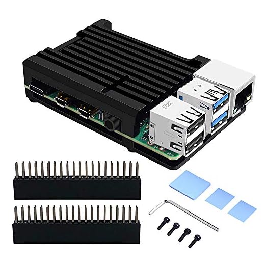 GeeekPi Raspberry Pi 4 Armure Boîtier, Raspberry Pi Boîtier CNC Aluminium Case, Raspberry Pi dissipateur pour Raspberry Pi 4B(Noir)