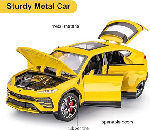 Image of 1:24 Urus Toy Car for Kids Diecast Metal Cars Model Urus Toy Car for Kids Sound and Light Pull Back Openable Door,