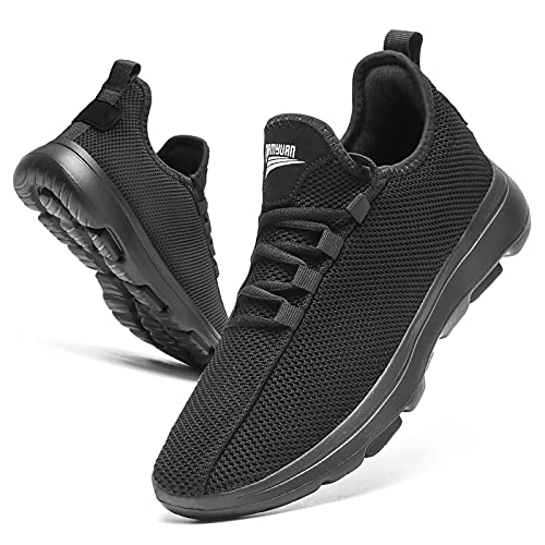 Oltyutc Men Running Gym Sneakers Athletic Non Slip Tennis Walking Shoes Ultra Lightweight Casual Workout Jogging Fitness Shoes Breathable Black