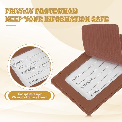 PATIKIL Leather Luggage Tag, 30 Pcs Luggage Tags Pu Bag Tags for Suitcases Airplane Travel Essentials, Brown4